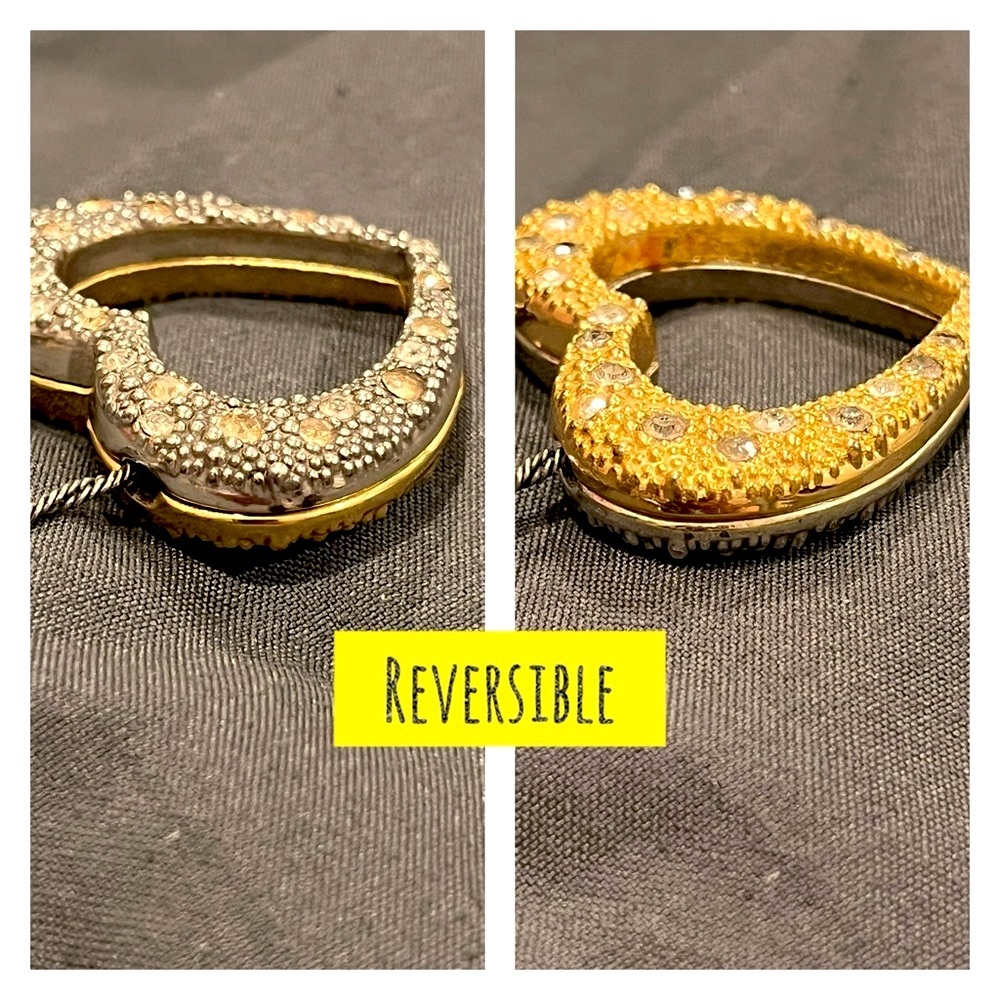 BRIGHTON Retired Reversible Two-tone Heart Pendant Necklace - Picture 5 of 7